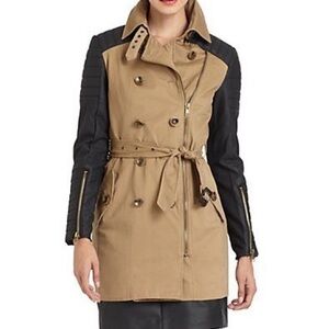 W118 by Walter Baker Tan and Black Trench Coat with Belted Waist